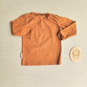 PRE-LOVED; RE-LOVED Age 1 Long Sleeve T EUC Rust with poppered neckline