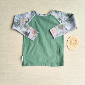 PRE-LOVED; RE-LOVED Age 2 Long Sleeve Raglan T GUC Down by the River/Olive