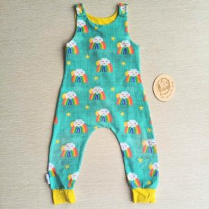 PRE-LOVED; RE-LOVED Age 2 Romper EUC Every Cloud/Yellow