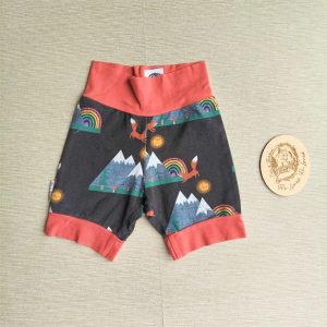 PRE-LOVED; RE-LOVED Age 2 Slim Fit Jogger Shorts PLAYWEAR Mountains & Mushrooms/Red