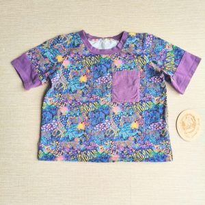 PRE-LOVED; RE-LOVED Age 10 Cropped Boxy T GUC MM Rainbow Zoo/Purple