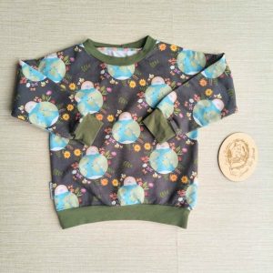 PRE-LOVED; RE-LOVED Age 3 French Terry Sweater GUC Happy Earth/Khaki
