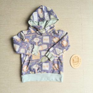 PRE-LOVED; RE-LOVED Age 3 French Terry Hoody EUC Bug Hunt/Light Mint