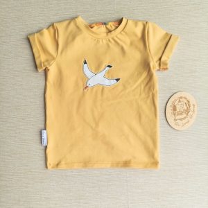 PRE-LOVED; RE-LOVED Age 3 T Shirt BN MM Sunshine Yellow with seagull embroidery