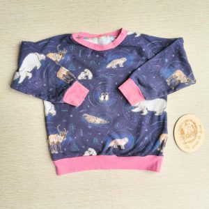 PRE-LOVED; RE-LOVED Age 4 French Terry Sweater EUC MM Arctic Animals/Pink